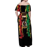 Vanuatu 46th Year Anniversary Family Matching Off Shoulder Maxi Dress and Hawaiian Shirt Tamtam Slit Drums Long God Yumi Stanap