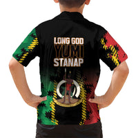Vanuatu 46th Year Anniversary Family Matching Off Shoulder Short Dress and Hawaiian Shirt Tamtam Slit Drums Long God Yumi Stanap