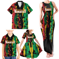 Vanuatu 46th Year Anniversary Family Matching Tank Maxi Dress and Hawaiian Shirt Tamtam Slit Drums Long God Yumi Stanap