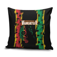 Vanuatu 46th Year Anniversary Pillow Cover Tamtam Slit Drums Long God Yumi Stanap LT9 Black - Polynesian Pride