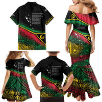 Vanuatu 46th Year Anniversary Family Matching Mermaid Dress and Hawaiian Shirt Vintage Grunge Vanuatu Flag Heritage