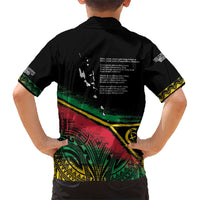 Vanuatu 46th Year Anniversary Family Matching Off The Shoulder Long Sleeve Dress and Hawaiian Shirt Vintage Grunge Vanuatu Flag Heritage