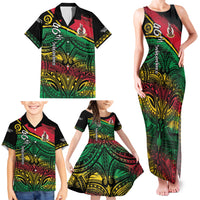 Vanuatu 46th Year Anniversary Family Matching Tank Maxi Dress and Hawaiian Shirt Vintage Grunge Vanuatu Flag Heritage
