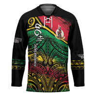 Vanuatu 46th Year Anniversary Hockey Jersey Vintage Grunge Vanuatu Flag Heritage LT9 Unisex Black - Polynesian Pride