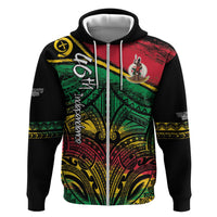 Vanuatu 46th Year Anniversary Zip Hoodie Vintage Grunge Vanuatu Flag Heritage LT9 Zip Hoodie Black - Polynesian Pride