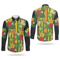 Hawaii Kanaka Maoli Hibiscus Couples Matching Short Sleeve Bodycon Dress and Long Sleeve Button Shirt Hawaiian Flag Motif LT9 - Polynesian Pride