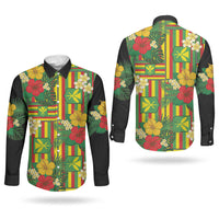 Hawaii Kanaka Maoli Hibiscus Couples Matching Tank Maxi Dress and Long Sleeve Button Shirt Hawaiian Flag Motif LT9 - Polynesian Pride