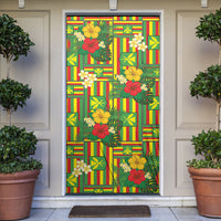Hawaii Kanaka Maoli Hibiscus Door Cover Hawaiian Flag Motif