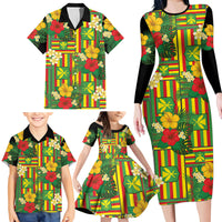 Hawaii Kanaka Maoli Hibiscus Family Matching Long Sleeve Bodycon Dress and Hawaiian Shirt Hawaiian Flag Motif LT9 - Polynesian Pride