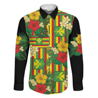 Hawaii Kanaka Maoli Hibiscus Family Matching Long Sleeve Bodycon Dress and Hawaiian Shirt Hawaiian Flag Motif LT9 Daughter's Dress Green - Polynesian Pride
