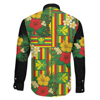 Hawaii Kanaka Maoli Hibiscus Family Matching Long Sleeve Bodycon Dress and Hawaiian Shirt Hawaiian Flag Motif LT9 Son's Shirt Green - Polynesian Pride
