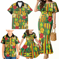 Hawaii Kanaka Maoli Hibiscus Family Matching Mermaid Dress and Hawaiian Shirt Hawaiian Flag Motif LT9 - Polynesian Pride