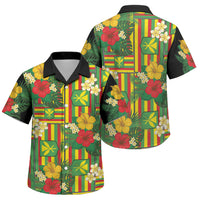 Hawaii Kanaka Maoli Hibiscus Family Matching Mermaid Dress and Hawaiian Shirt Hawaiian Flag Motif LT9 Son's Shirt Green - Polynesian Pride