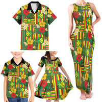 Hawaii Kanaka Maoli Hibiscus Family Matching Tank Maxi Dress and Hawaiian Shirt Hawaiian Flag Motif LT9 - Polynesian Pride