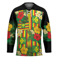 Hawaii Kanaka Maoli Hibiscus Hockey Jersey Hawaiian Flag Motif