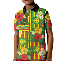 Hawaii Kanaka Maoli Hibiscus Kid Polo Shirt Hawaiian Flag Motif
