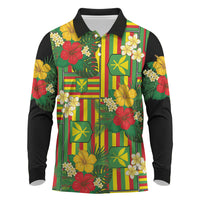 Hawaii Kanaka Maoli Hibiscus Long Sleeve Polo Shirt Hawaiian Flag Motif