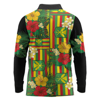 Hawaii Kanaka Maoli Hibiscus Long Sleeve Polo Shirt Hawaiian Flag Motif