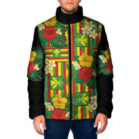 Hawaii Kanaka Maoli Hibiscus Padded Jacket Hawaiian Flag Motif