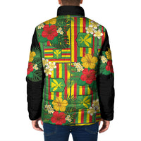 Hawaii Kanaka Maoli Hibiscus Padded Jacket Hawaiian Flag Motif
