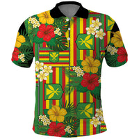 Hawaii Kanaka Maoli Hibiscus Polo Shirt Hawaiian Flag Motif LT9 Green - Polynesian Pride