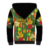 Hawaii Kanaka Maoli Hibiscus Sherpa Hoodie Hawaiian Flag Motif