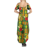 Hawaii Kanaka Maoli Hibiscus Summer Maxi Dress Hawaiian Flag Motif