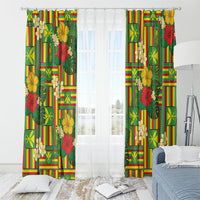 Hawaii Kanaka Maoli Hibiscus Window Curtain Hawaiian Flag Motif