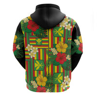 Hawaii Kanaka Maoli Hibiscus Zip Hoodie Hawaiian Flag Motif LT9 - Polynesian Pride