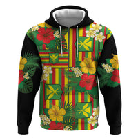 Hawaii Kanaka Maoli Hibiscus Zip Hoodie Hawaiian Flag Motif LT9 Pullover Hoodie Green - Polynesian Pride