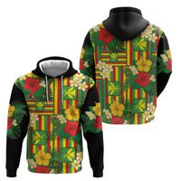Hawaii Kanaka Maoli Hibiscus Zip Hoodie Hawaiian Flag Motif LT9 - Polynesian Pride