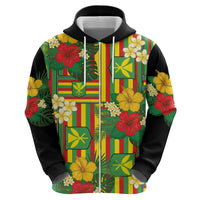 Hawaii Kanaka Maoli Hibiscus Zip Hoodie Hawaiian Flag Motif LT9 - Polynesian Pride