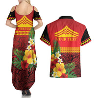 Hawaii Ku Kia'i Mauna Personalized Couples Matching Summer Maxi Dress and Hawaiian Shirt Hibiscus Kakau Pattern LT9 - Polynesian Pride