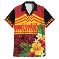 Hawaii Ku Kia'i Mauna Personalized Family Matching Summer Maxi Dress and Hawaiian Shirt Hibiscus Kakau Pattern LT9 Dad's Shirt - Short Sleeve Red - Polynesian Pride