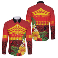 Hawaii Ku Kia'i Mauna Personalized Family Matching Summer Maxi Dress and Hawaiian Shirt Hibiscus Kakau Pattern LT9 Dad's Shirt - Long Sleeve Red - Polynesian Pride