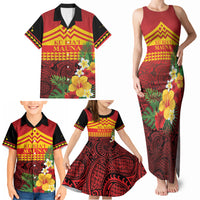 Hawaii Ku Kia'i Mauna Personalized Family Matching Tank Maxi Dress and Hawaiian Shirt Hibiscus Kakau Pattern LT9 - Polynesian Pride