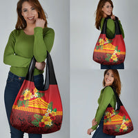 Hawaii Ku Kia'i Mauna Grocery Bag Hibiscus Kakau Pattern