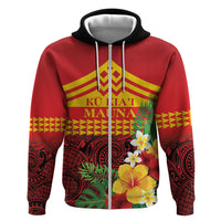 Hawaii Ku Kia'i Mauna Personalized Hoodie Hibiscus Kakau Pattern LT9 Zip Hoodie Red - Polynesian Pride
