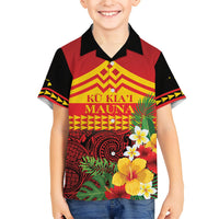 Hawaii Ku Kia'i Mauna Personalized Kid Hawaiian Shirt Hibiscus Kakau Pattern LT9 Kid Red - Polynesian Pride