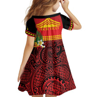 Hawaii Ku Kia'i Mauna Personalized Kid Short Sleeve Dress Hibiscus Kakau Pattern LT9 - Polynesian Pride