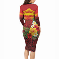 Hawaii Ku Kia'i Mauna Personalized Long Sleeve Bodycon Dress Hibiscus Kakau Pattern LT9 - Polynesian Pride