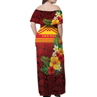 Hawaii Ku Kia'i Mauna Personalized Off Shoulder Maxi Dress Hibiscus Kakau Pattern LT9 - Polynesian Pride