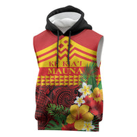 Hawaii Ku Kia'i Mauna Personalized Sleeveless Hoodie Hibiscus Kakau Pattern