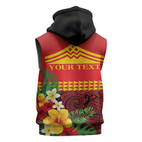 Hawaii Ku Kia'i Mauna Personalized Sleeveless Hoodie Hibiscus Kakau Pattern