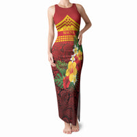 Hawaii Ku Kia'i Mauna Personalized Tank Maxi Dress Hibiscus Kakau Pattern LT9 Women Red - Polynesian Pride