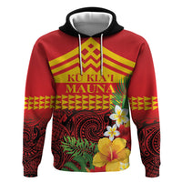 Hawaii Ku Kia'i Mauna Personalized Zip Hoodie Hibiscus Kakau Pattern LT9 Pullover Hoodie Red - Polynesian Pride