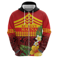 Hawaii Ku Kia'i Mauna Personalized Zip Hoodie Hibiscus Kakau Pattern LT9 - Polynesian Pride