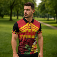 Hawaii Ku Kia'i Mauna Personalized Zipper Polo Shirt Hibiscus Kakau Pattern LT9 - Polynesian Pride