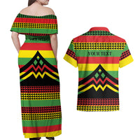 Hawaii Ku Kia'i Mauna Personalized Couples Matching Off Shoulder Maxi Dress and Hawaiian Shirt Hawaiian Kanaka Maoli Motif LT9 - Polynesian Pride