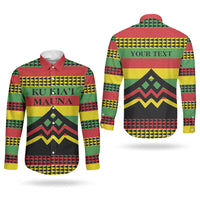 Hawaii Ku Kia'i Mauna Personalized Couples Matching Short Sleeve Bodycon Dress and Long Sleeve Button Shirt Hawaiian Kanaka Maoli Motif LT9 - Polynesian Pride